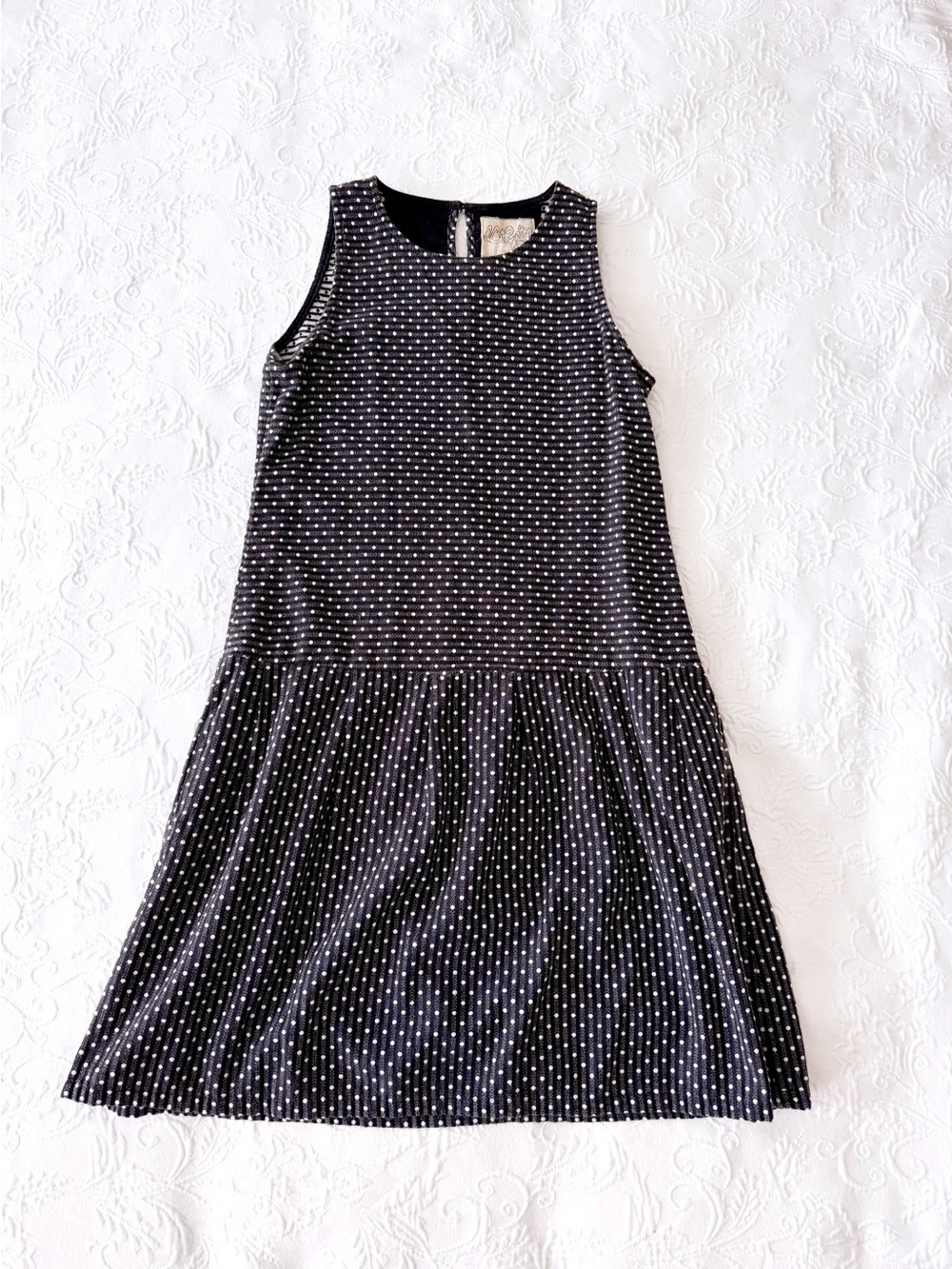 ace & jig black sleeveless dress white polka dots S